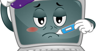 Mascot Illustration Featuring A Sick Laptop
